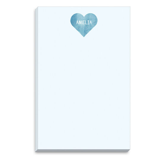 Blue Watercolor Heart Notepad